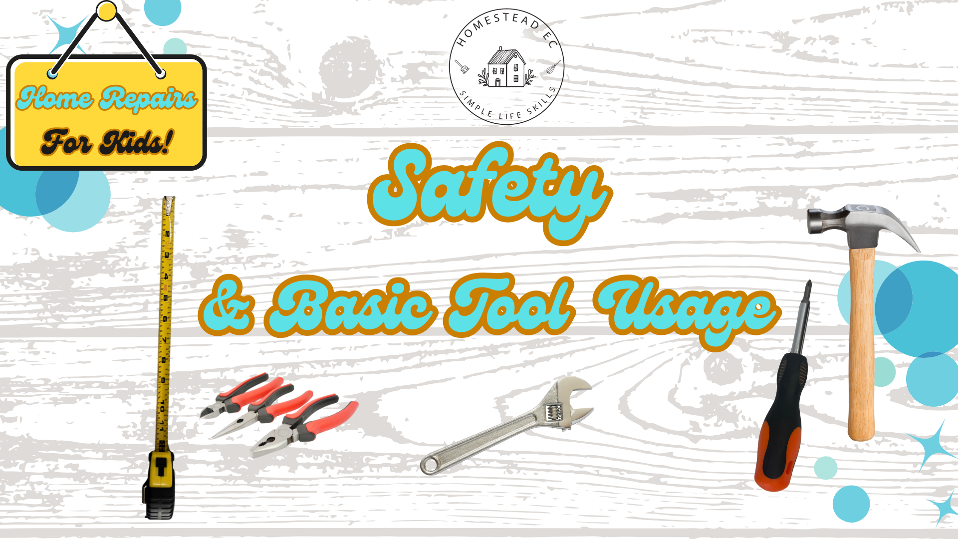 Load video: picture of tape measure, pliers, wrench, screw driver, hammer